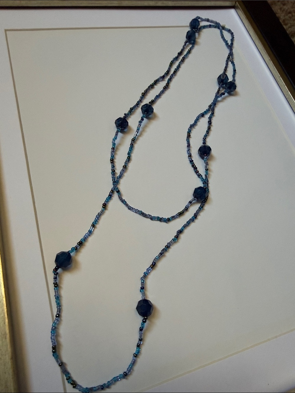 Delicate Blue Multi-Bead Long Necklace for Women